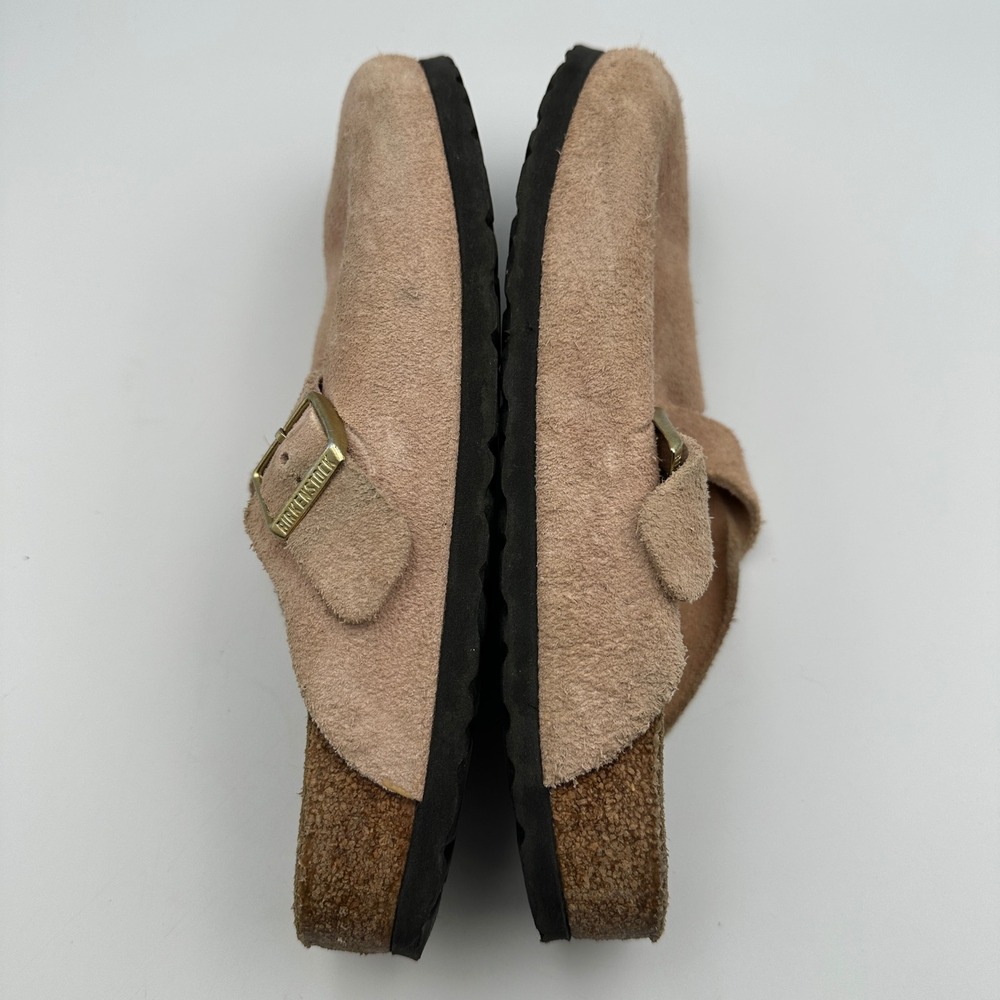 Birkenstock Boston Suede Clog W10 M8 Light Rose Pink Buckle Slip On Mules 41 - Picture 4 of 13